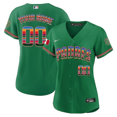 San Diego Padres Mexico Cool Base Women Green Limited Custom Jersey